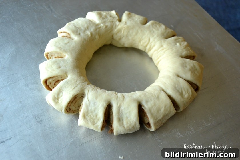 Snip and stretch the dough
