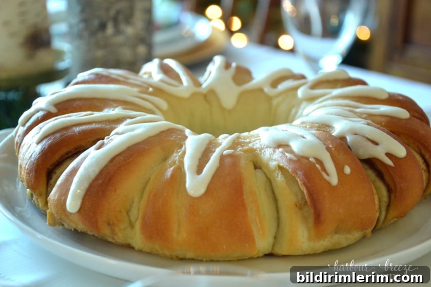 Swedish Tea Ring served with lights