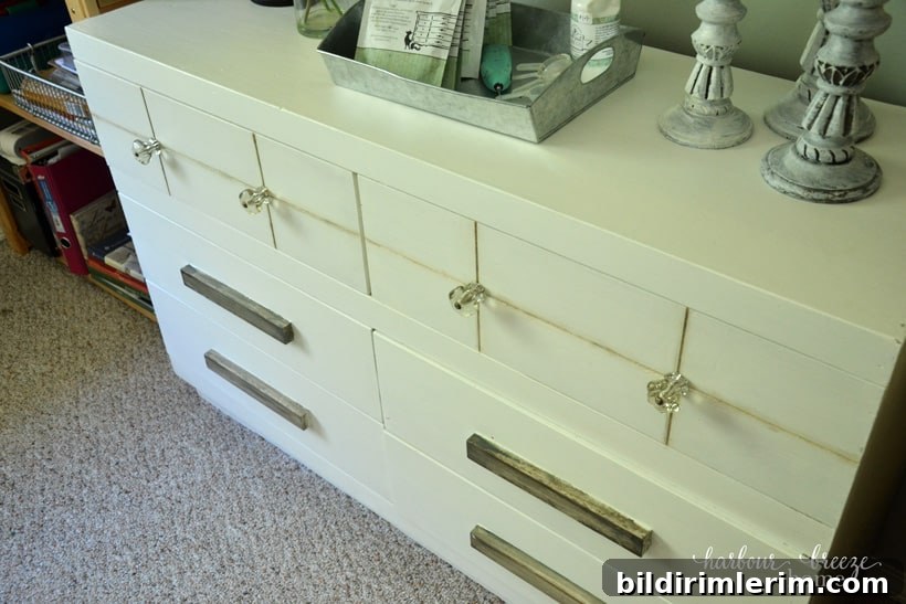 2017 Craft and DIY Project Ideas 6 Painted plywood dresser after makeover with new hardware