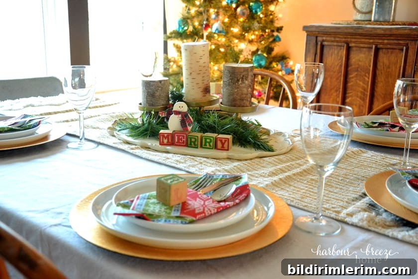 2017 Craft and DIY Project Ideas 9 Christmas tablescape featuring a pocket-style place setting full of small gifts