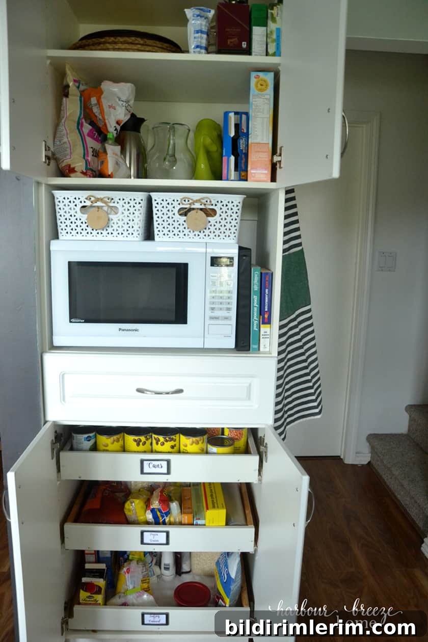 cupboard pantry organization after it was organized