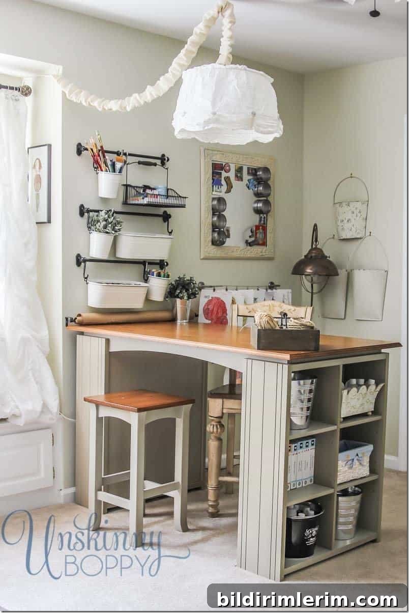 Creative and Beautiful Craft Supply Organization Ideas 11 a custom crafting desk with craft supply storage built in