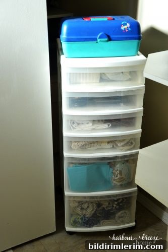 Creative and Beautiful Craft Supply Organization Ideas 6 craft supplies like fabric organized in a plastic rolling drawer unit