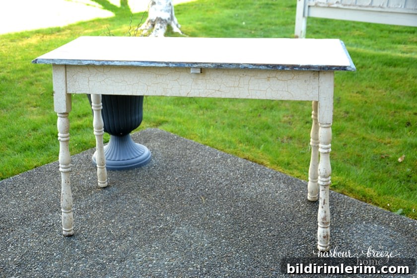 antique farmhouse table with crackle finished legs