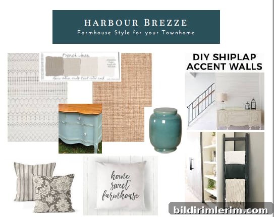 inspiration board of elements of a room makeover design