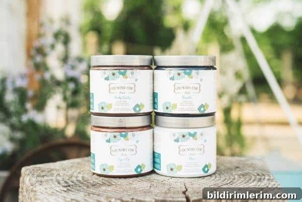 picture of country chic products in jars sitting on a wooden stump