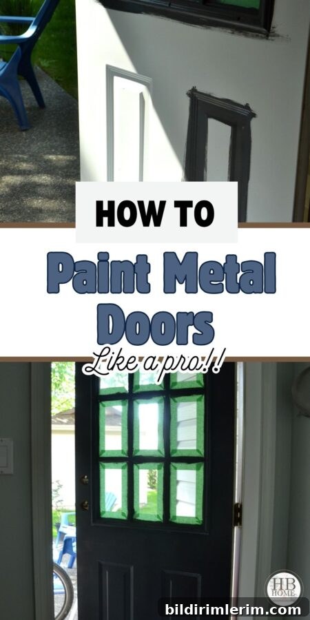 Painted metal door with plastic trim