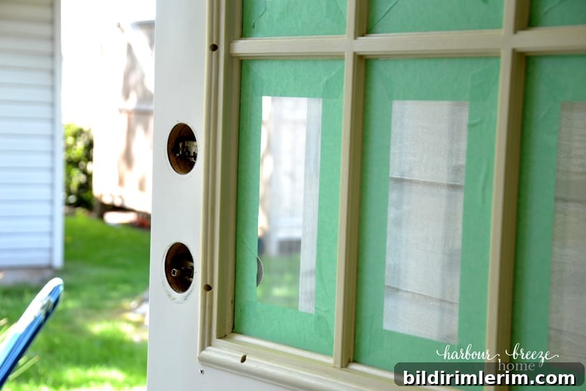 Tape off plastic window trim with painter's tape to make a nice crisp edge around the windows.