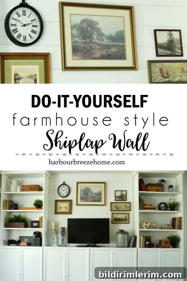 DIY Shiplap Wall | Add some Joanna Gaines' farmhouse style to a space by adding this simple and budget friendly shiplap wall feature. Learn the simple step by step process with this easy to follow tutorial. #diy #farmhouse #shiplap