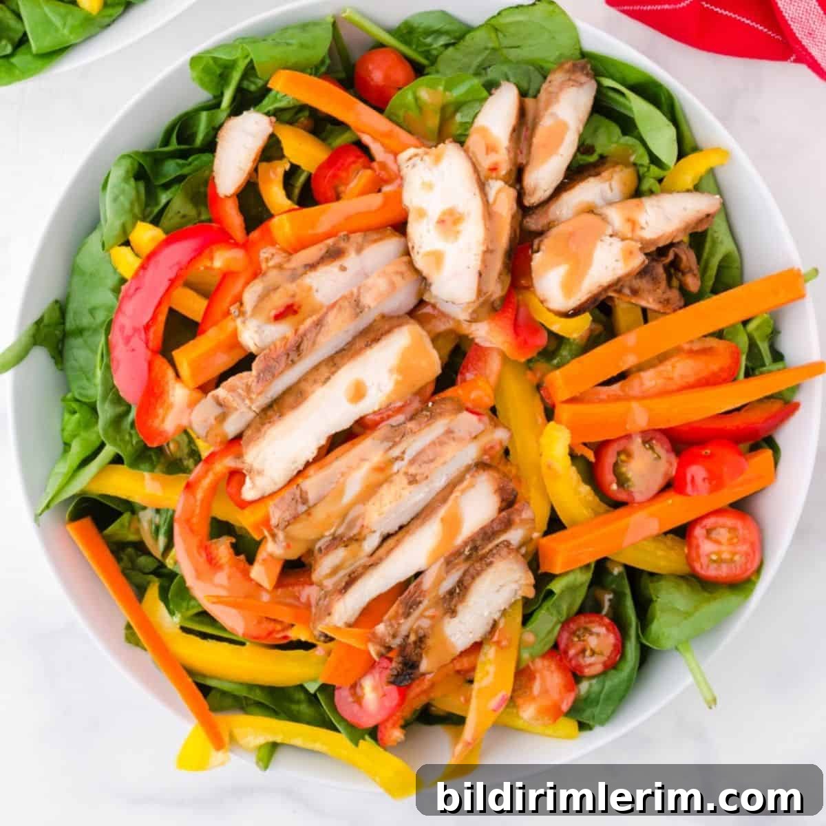 Grilled chicken salad with peanut sauce