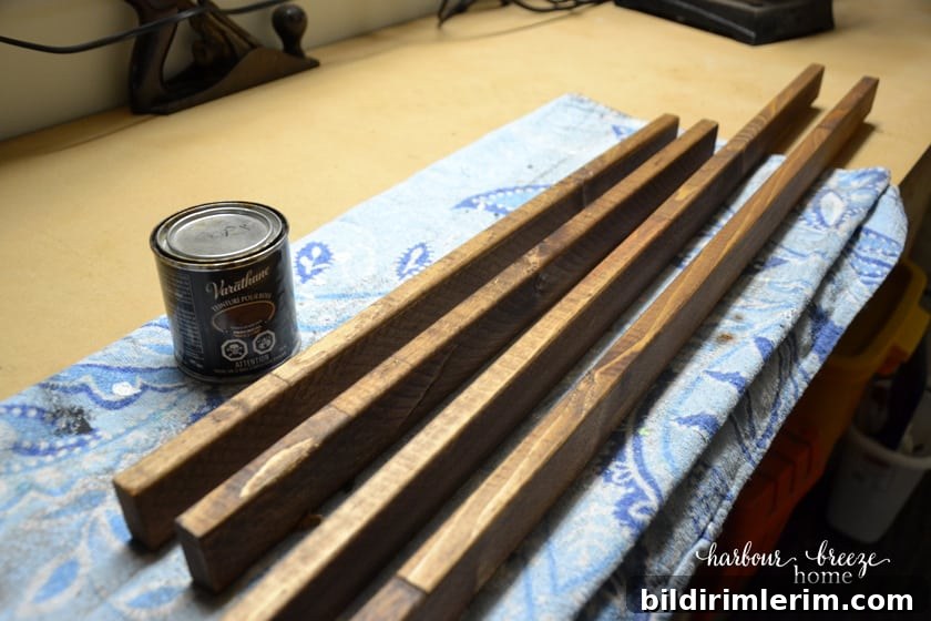 How to Frame and Engineer Print | A Budget Friendly Large Wall Art Project stained boards for the frame
