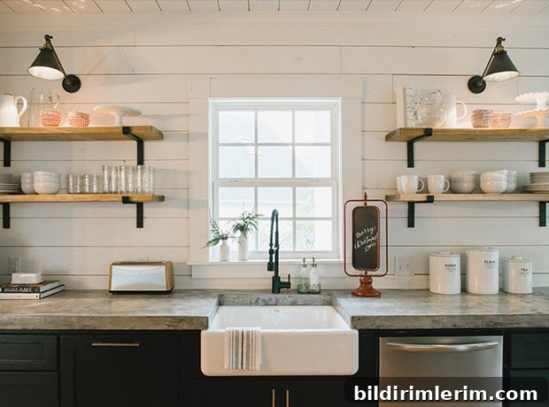 Styled farmhouse shelves by Joanna Gaines