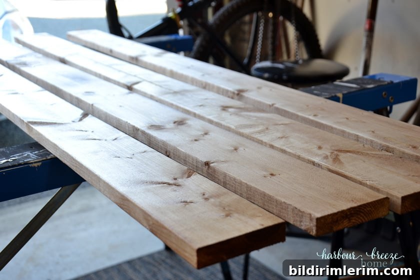 Two boards used for each shelf