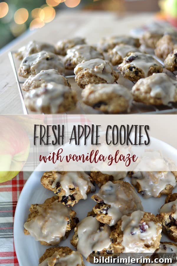 Glazed Fresh Apple Cookies | Soft apple cookies with vanilla glaze