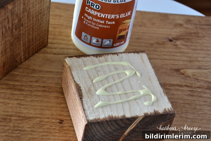 glue on a wooden block