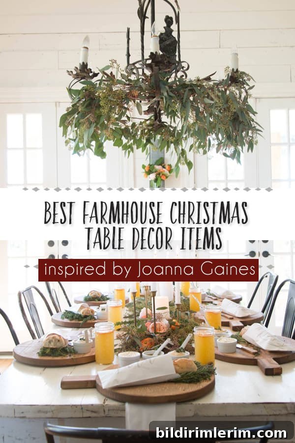 Best Farmhouse Christmas Table Decor Items inspired by Joanna Gaines | Find sources for farmhouse style Christmas decor that can be shipped to Canada. From linens and greenery to plates and rustic napkin rings, it has everything for a lovely #farmhousechristmas setting. #joannagaines #farmhousetable #canada #fixerupperstyle