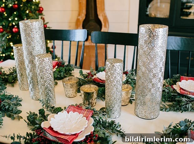 centerpieces on a farmhouse table