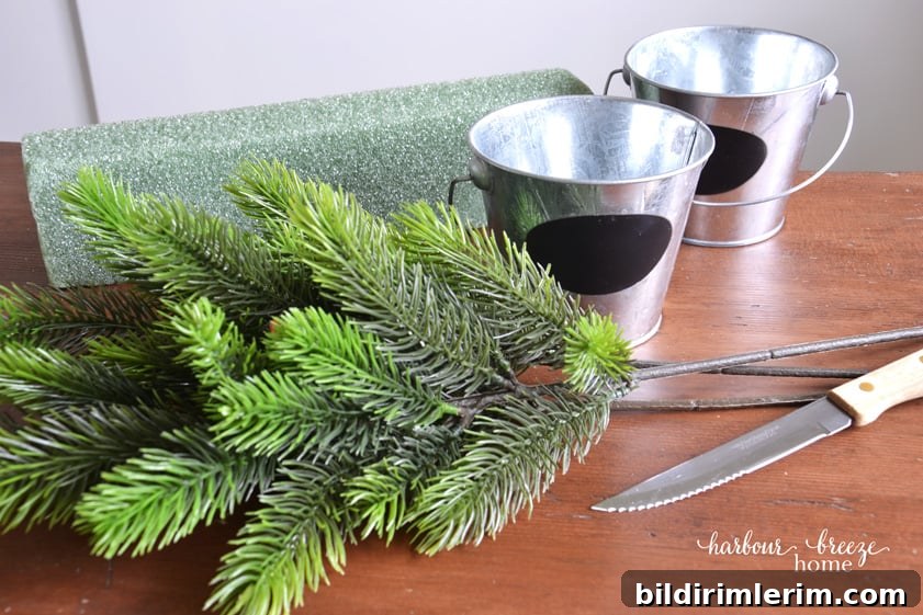 DIY Mini Flocked Christmas Tree Tutorial 3 supplies to make christmas tree mini