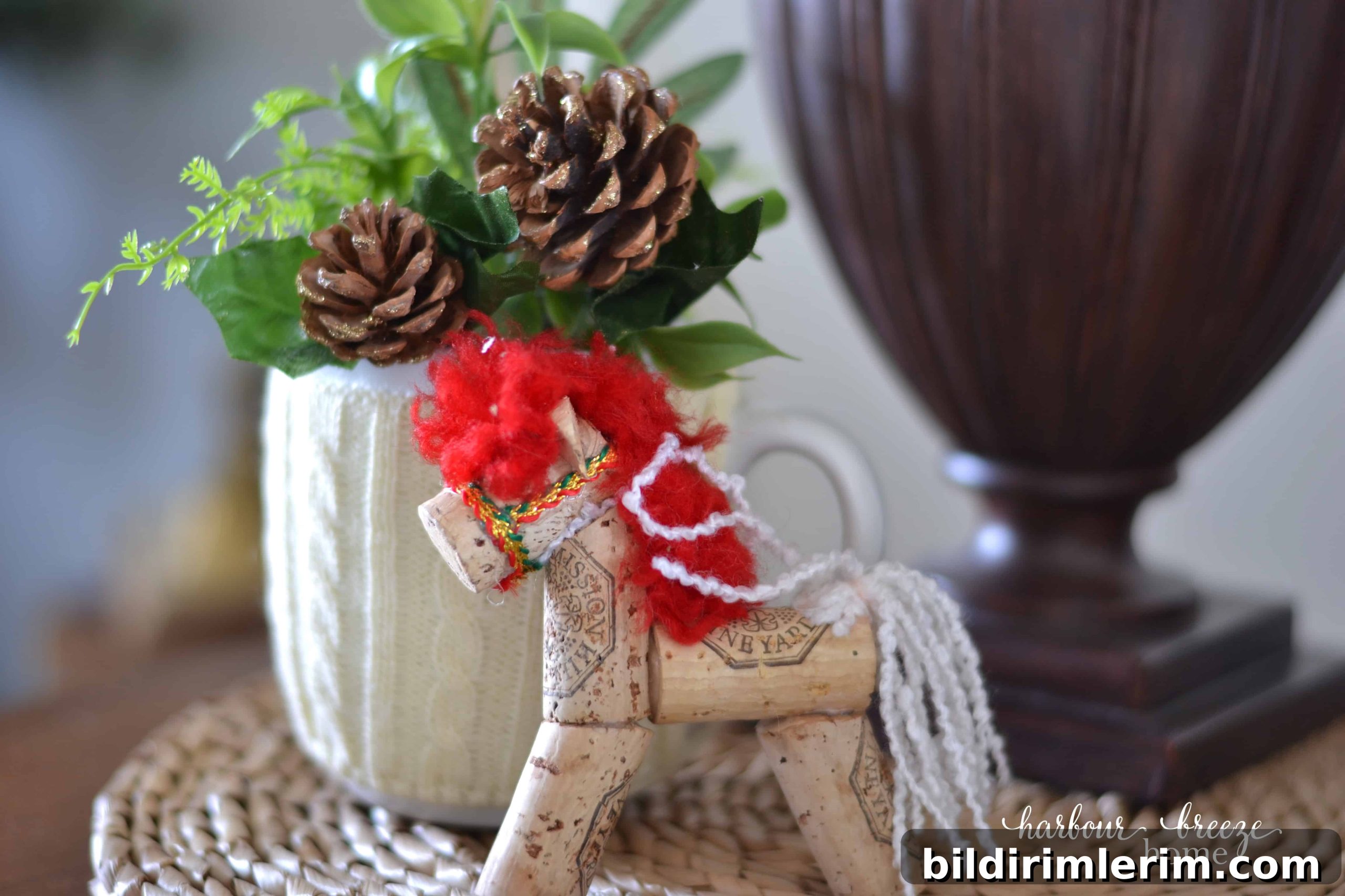 Dining room full view with farmhouse Christmas styling
