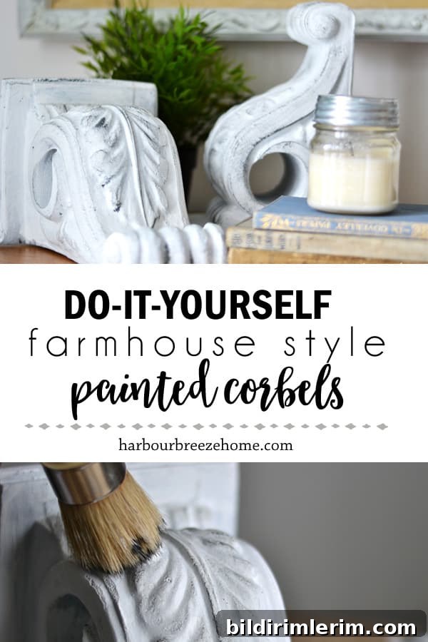 How to Make Farmhouse-Style Painted Foam Corbels 2 DIY Farmhouse Style Painted Corbels | Learn the easy steps for painting foam or wooden corbels in a rustic farmhouse style. Use them for decor, shelf brackets, bookends, or decorative accents in doorways. #corbels #farmhousedecor #farmhouse #paint #painting #rusticdecor