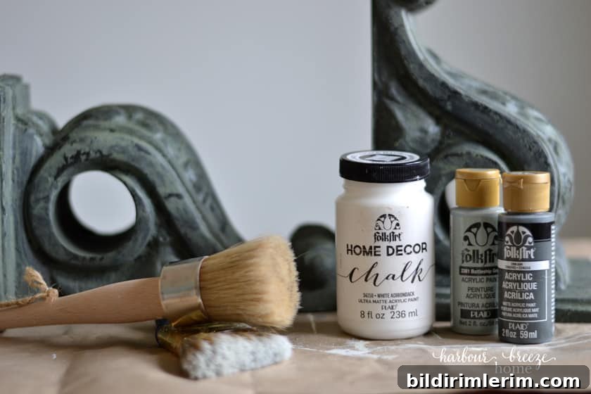 How to Make Farmhouse-Style Painted Foam Corbels 4 Supplies used to paint foam corbels in a farmhouse style