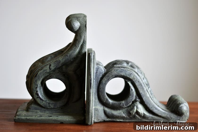 How to Make Farmhouse-Style Painted Foam Corbels 5 foam corbels in a dark gray color