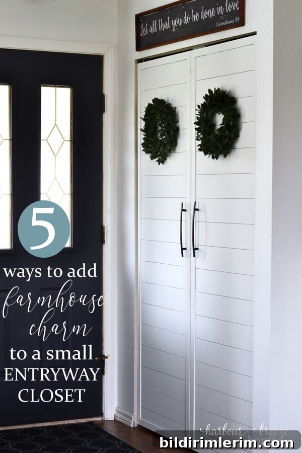 5 Ways to Add Farmhouse Charm to a Small Entryway Closet 2 5 Ways to add farmhouse Charm to a Small Entryway Closet | Simple ways to add farmhouse style to a small hall closet