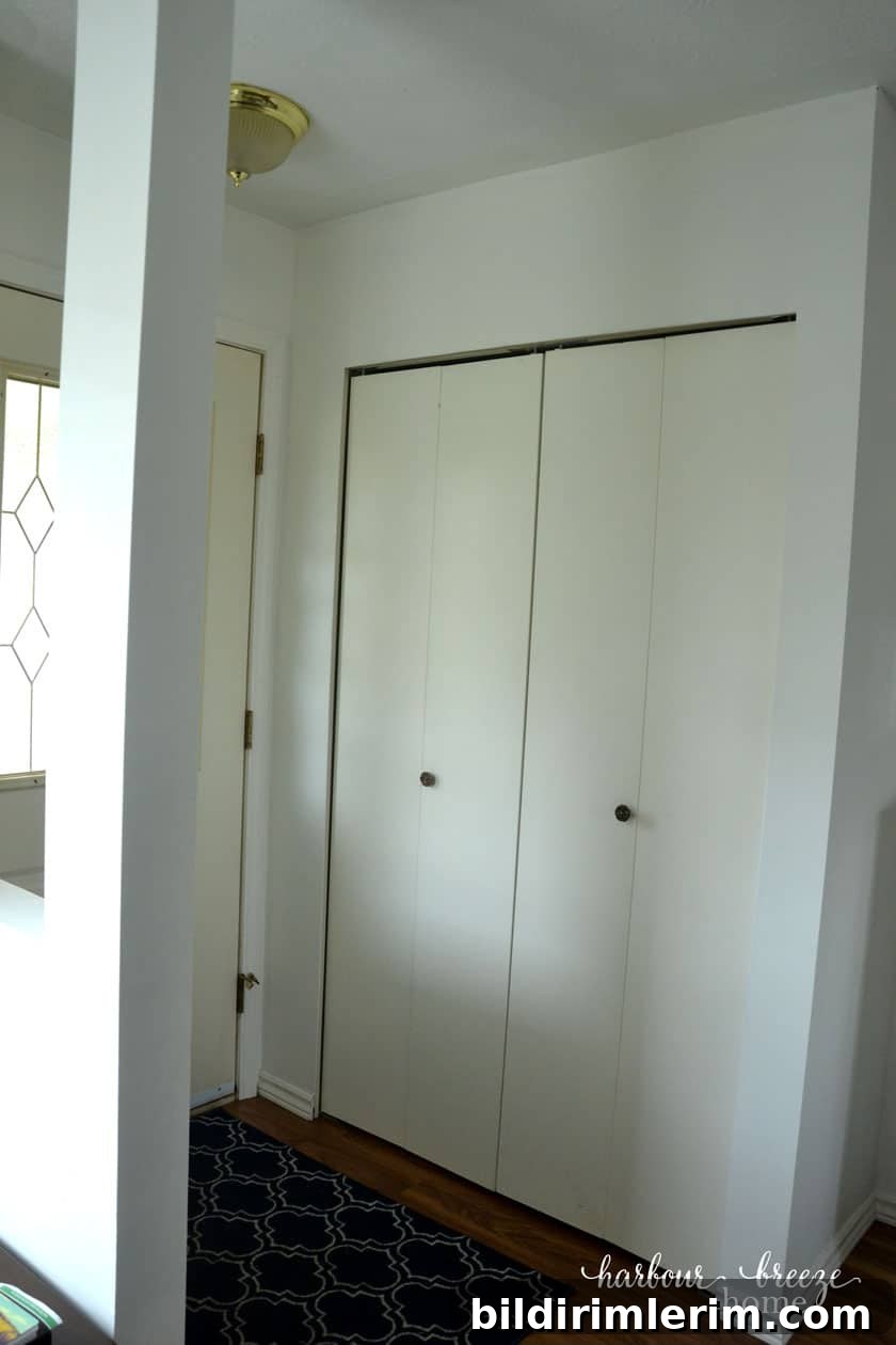 5 Ways to Add Farmhouse Charm to a Small Entryway Closet 3 Small entryway closet with small hallway closet doors