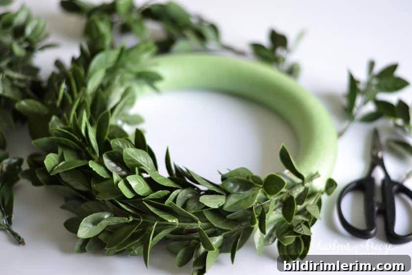 DIY Small Faux Boxwood Wreath on a Budget 5 A mini faux boxwood wreath project