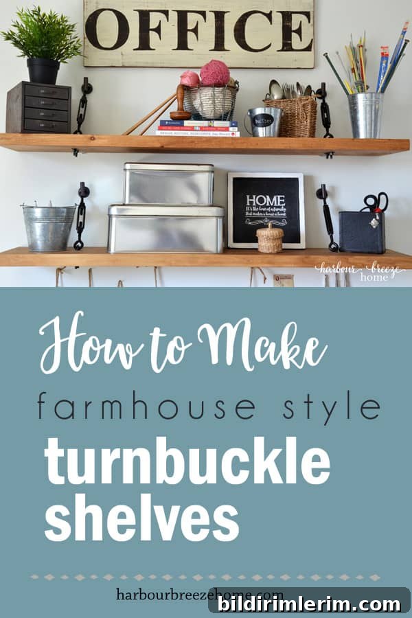 DIY Turnbuckle Shelves | Use these floating shelves with turnbuckle hardware as a beautiful storage and display solution for your home.