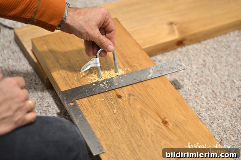 Holes drilled in a shelf for turnbuckle hardware