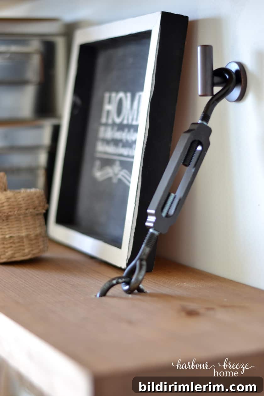 turnbuckle hardware on a shelf