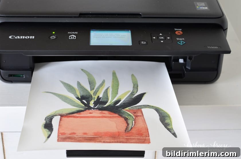 a graphic printed on Avery iron on transfer paper coming out of a Canon pixma printer