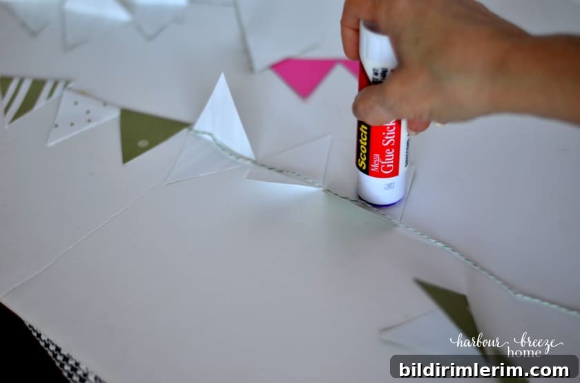 Laid out patterned paper triangles