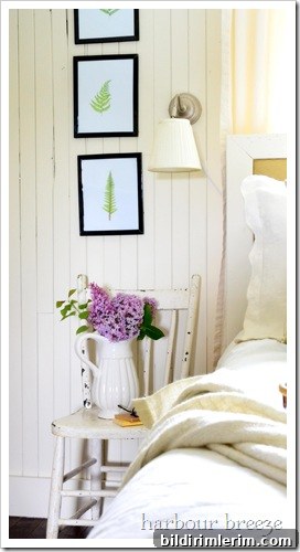 bedside table vignette with chair