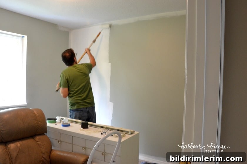 Roll on the paint when painting a room