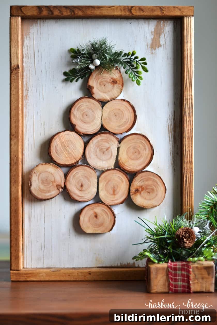 How to Make a Wood Slice Christmas Tree Sign 7 Finished Christmas diy sign of a wood slice Christmas tree