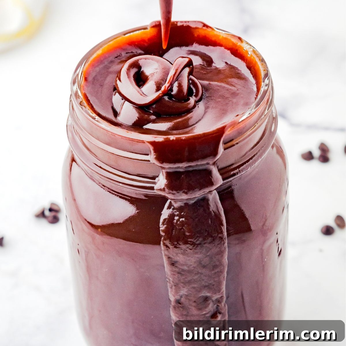 Hot Fudge Sauce in a mason jar