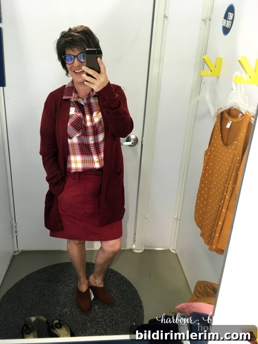 Corduroy mini skirt styled for fall