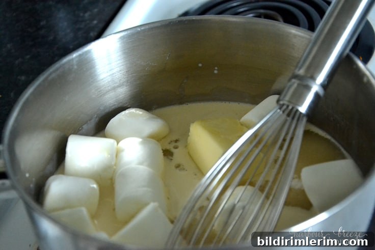 Foolproof Homemade Chocolate Fudge Recipe 4 Ingredients for chocolate fudge in a saucepan