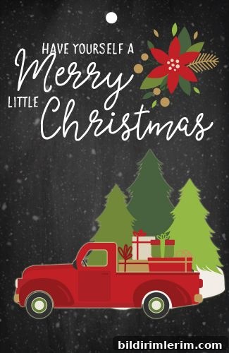 free red truck printable gift tag for Christmas 