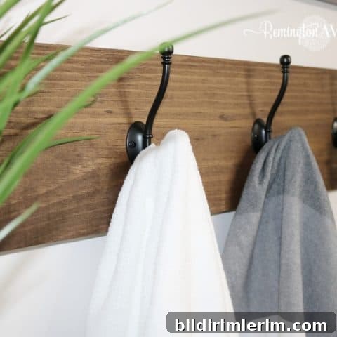 Hooks for towels in a small bathroom