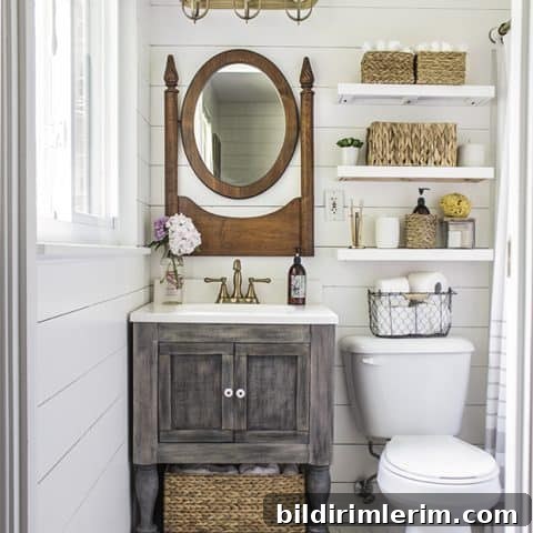 Basket under vanity for extra towel storage