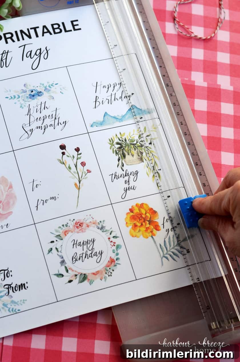 9 Free Printable Gift Tags for Sympathy and Every Occasion 4 A paper cutter can be used to cut apart the square gift tags quickly by following the cut guide lines.