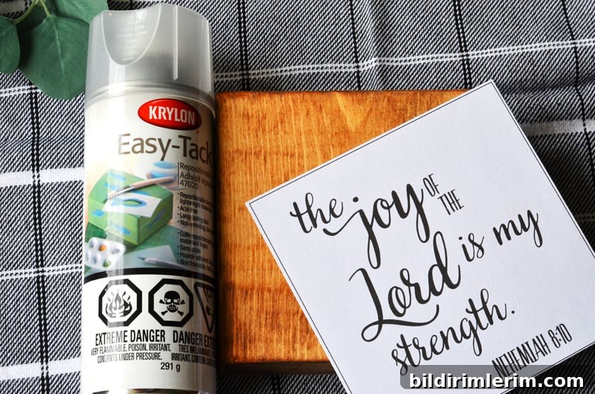 Trim the designs and adhere temporarily with repositionable spray.