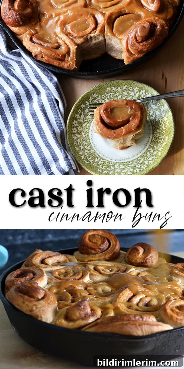 Cast Iron Skillet Cinnamon Rolls with Caramel Glaze 3 skillet cinnamon buns