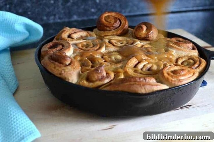 Finished skillet cinnamon rolls