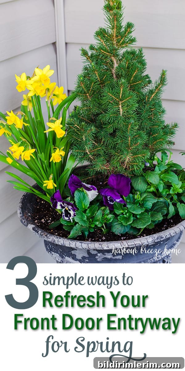 Cheery and inviting small front porch entryway