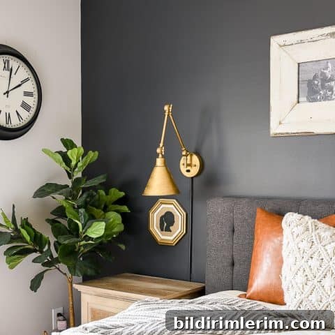 High contrast dark and moody bedroom update