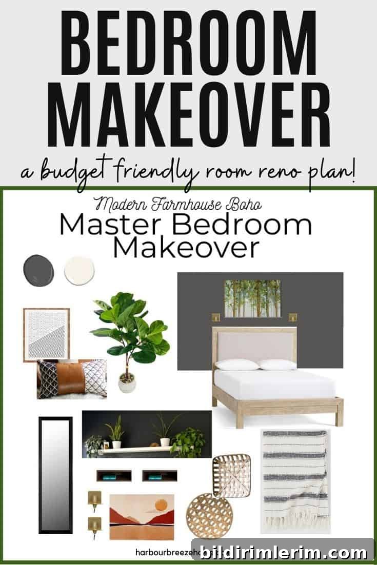 Modern Farmhouse Boho Master Bedroom Decor and Makeover Plans 2 Mood board for farmhouse boho bedroom makeover